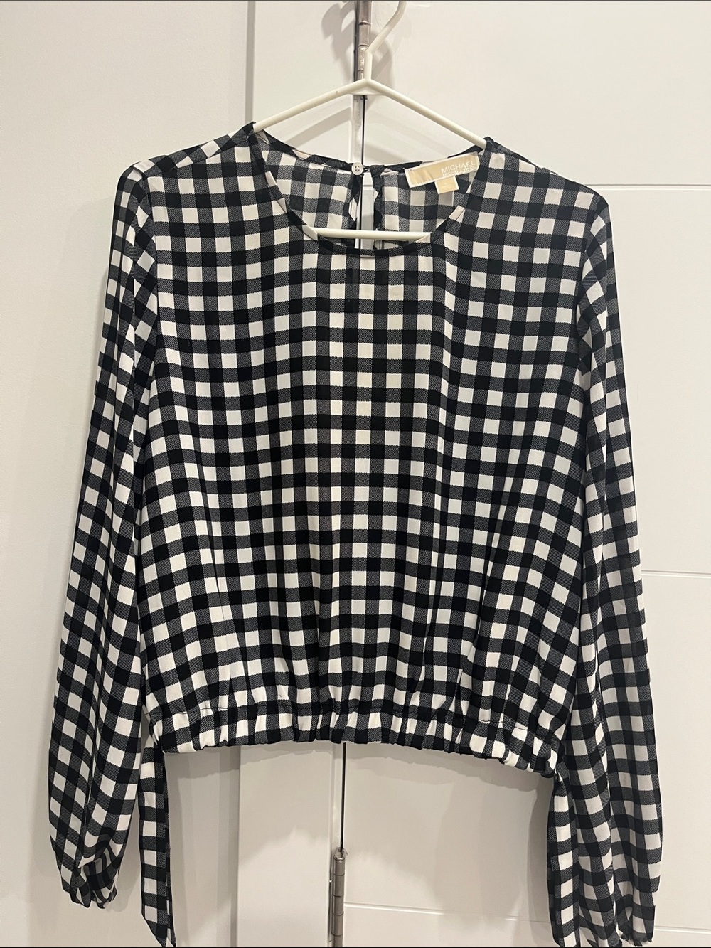 Michael Kors Black & White Gingham Long-Sleeve Pullover